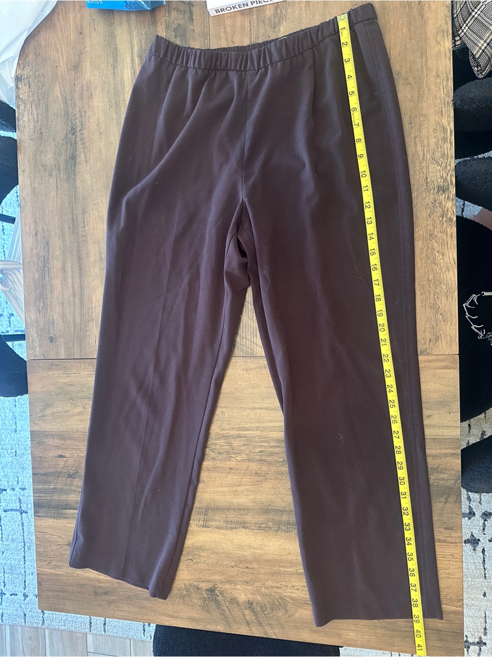 Kim Rogers Dark Brown Elastic Waist Pull-On Trousers